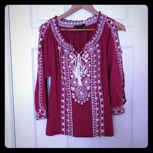 Gorgeous Embroidered Peek-a-boo Shouldered Top
